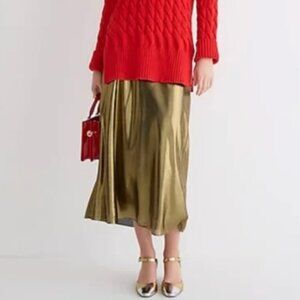 NWT J.Crew Gwyneth slip skirt in gold lamé